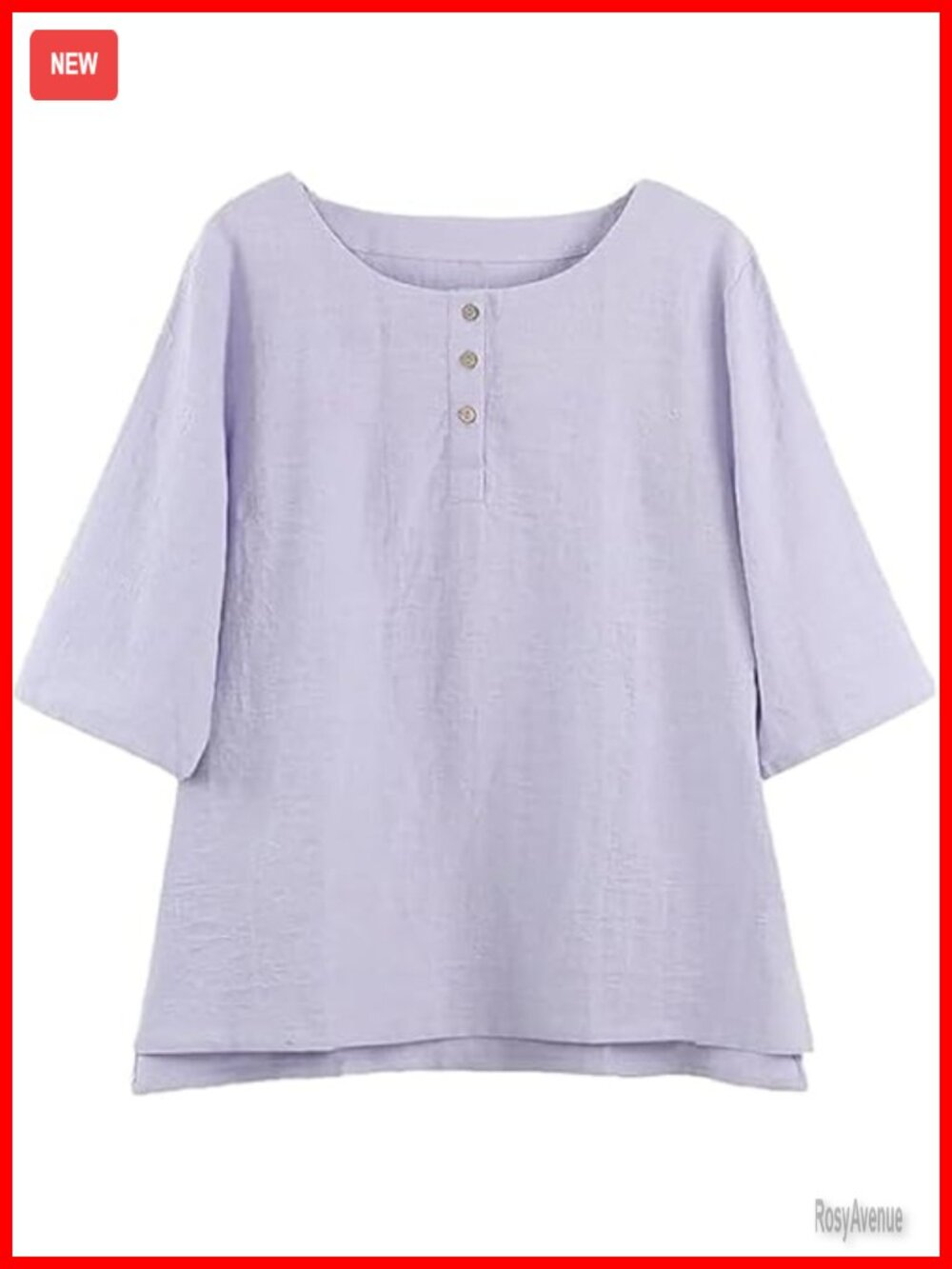Minibee Women's 3/4 Sleeve Cotton Linen Jacquard Blouse Tunic Top T-Shirt